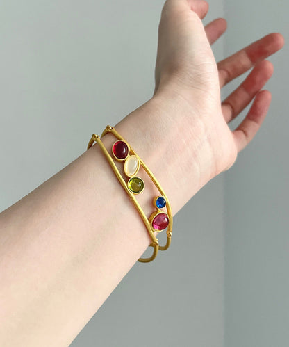 Pulsera de aleación de cobre y oro con diamantes ahuecados