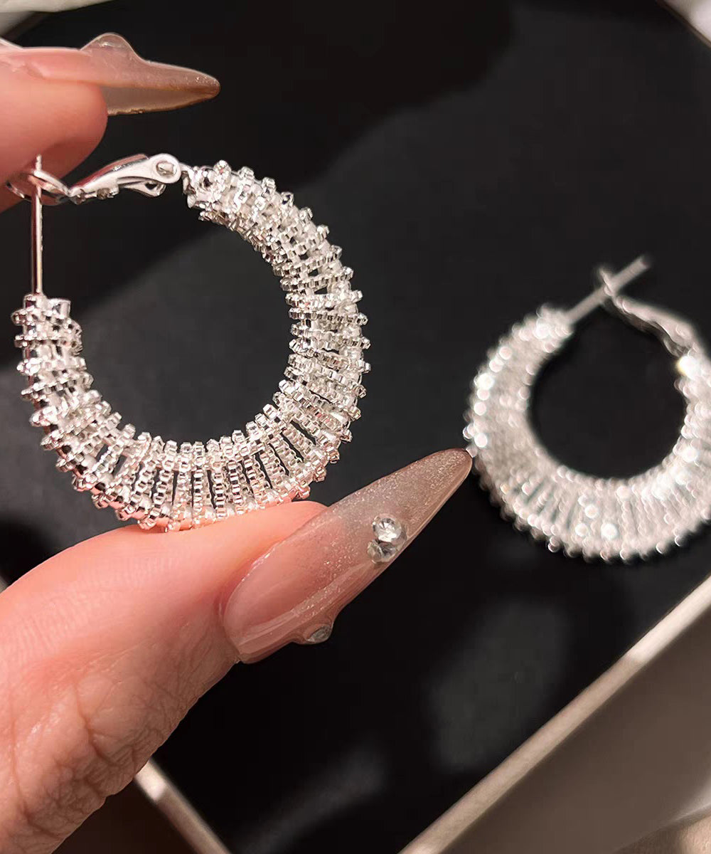 Fashion Gold Copper Alloy Weave Hollow Out Hoop Earrings