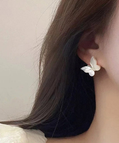 Fashion Gold Copper Overgild Zircon Butterfly Stud Earrings