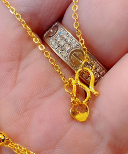 Mode Gold Sterling Silber Legierung Doppel Ring Lariat Halskette