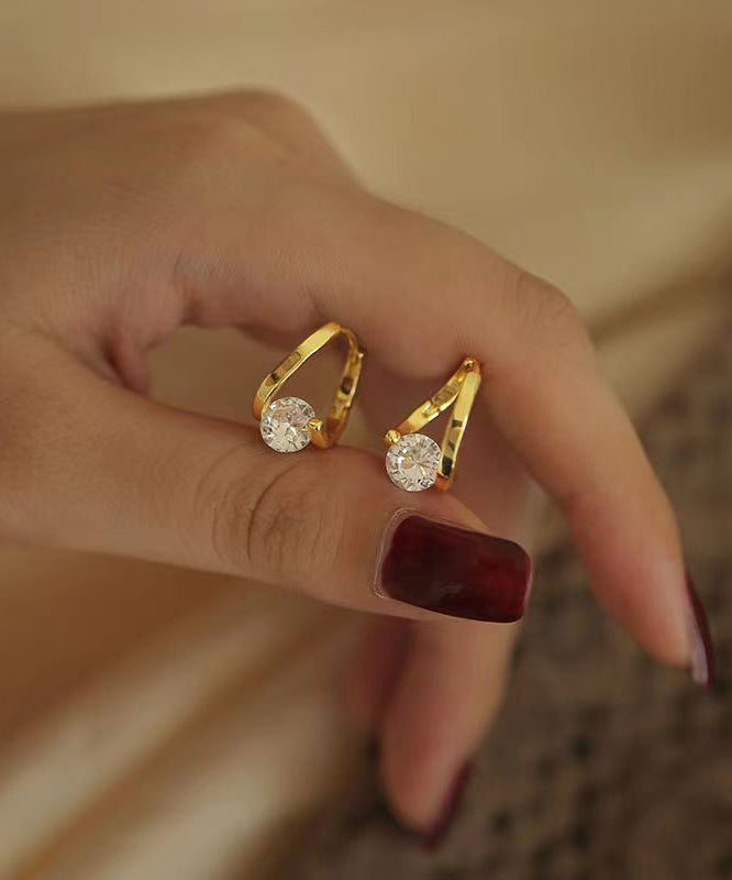 Pendientes de aro de aleación de circonitas de plata esterlina y oro de moda