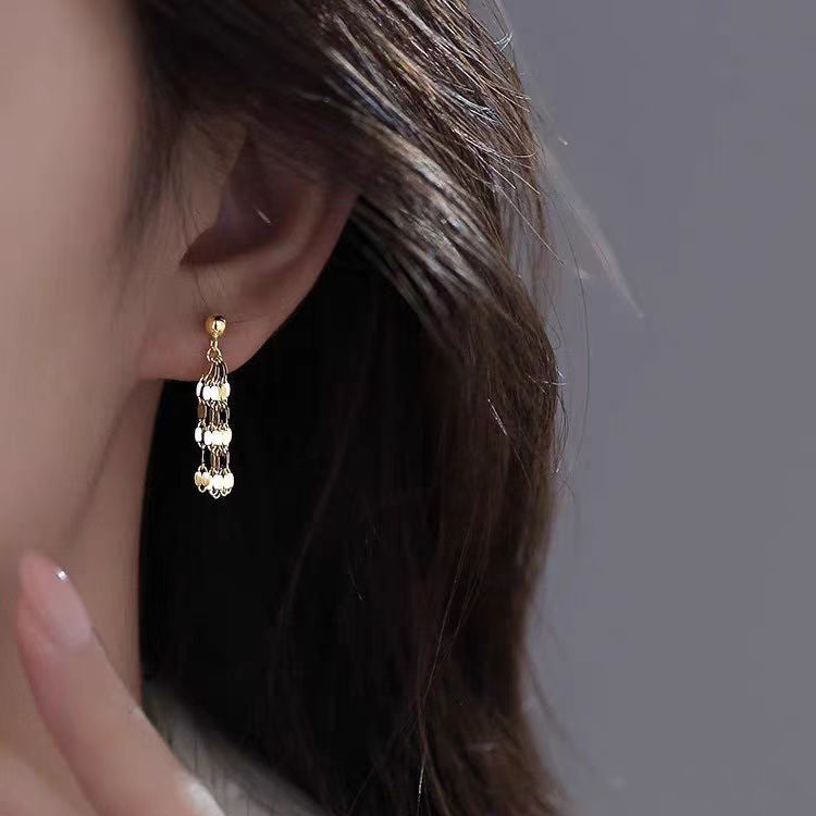 Pendientes colgantes con borlas de plata de ley dorada y dorada