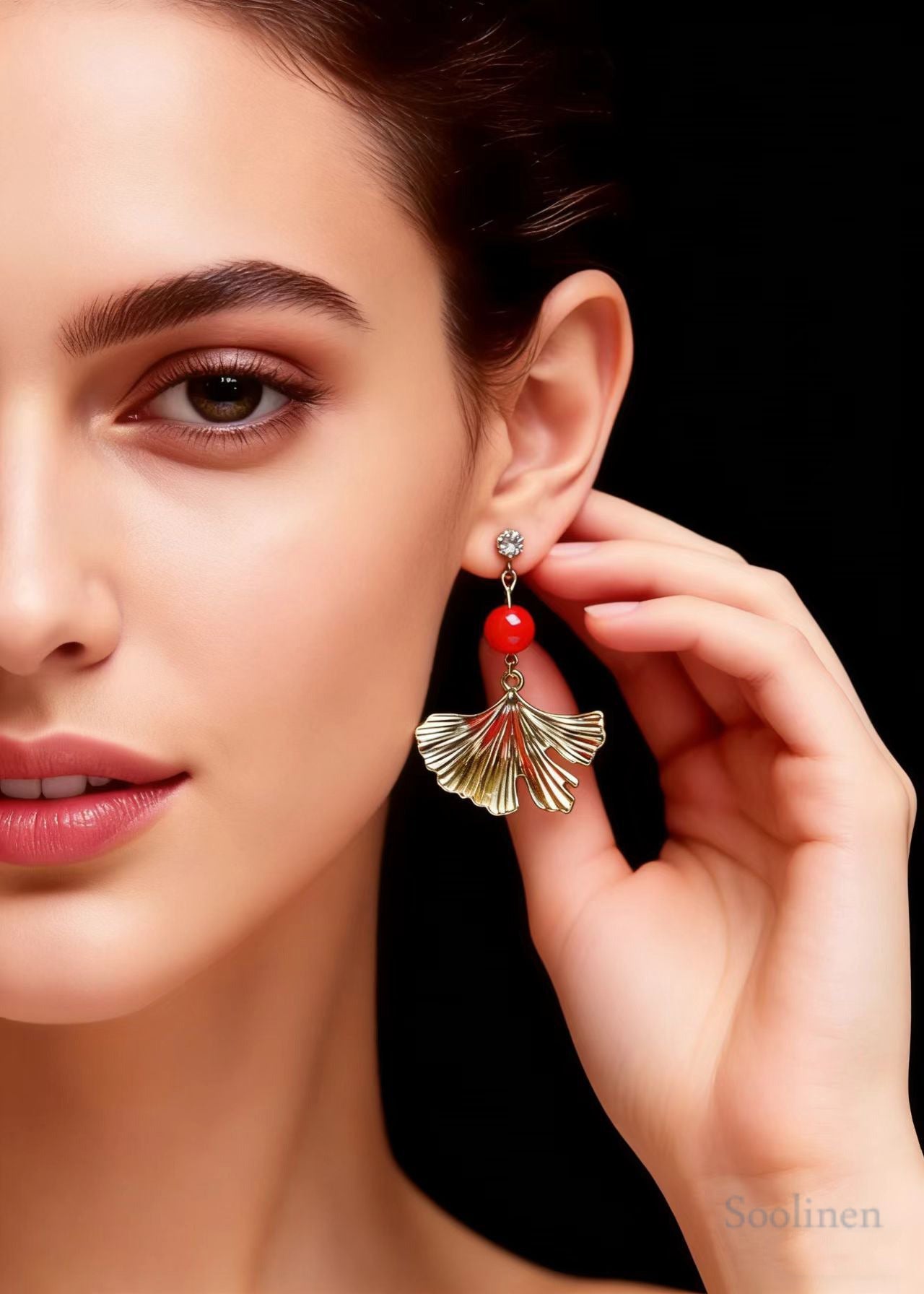 Fashion Golden Ginkgo Leaf Drop Earrings
