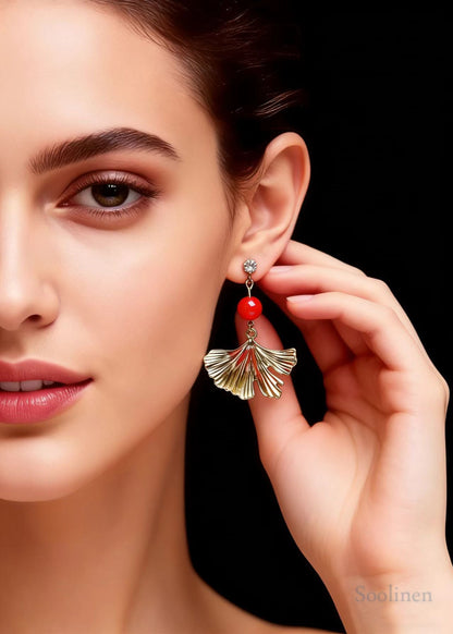 Fashion Golden Ginkgo Leaf Drop Earrings