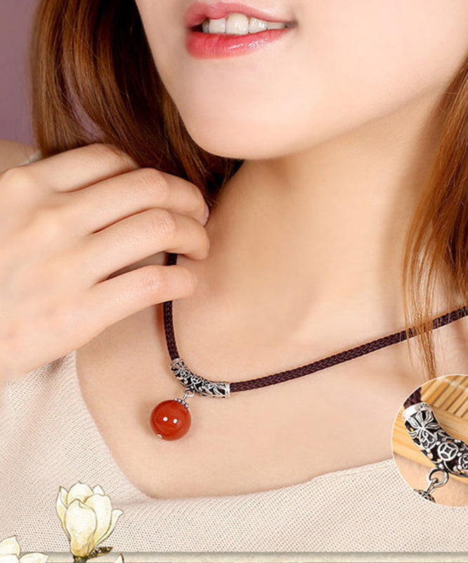 Modische Halskette mit grünem Achat-Anhänger aus Legierung