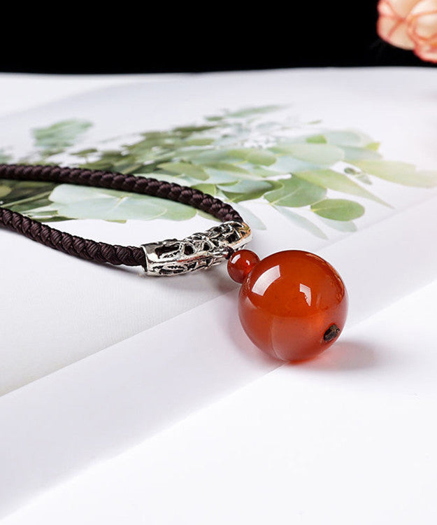 Modische Halskette mit grünem Achat-Anhänger aus Legierung