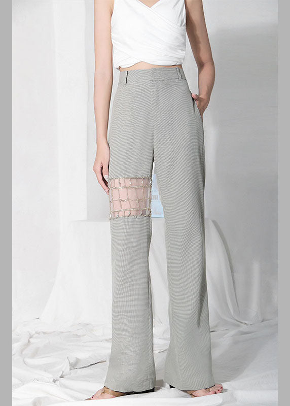 Mode Grüne High Waist Sommerhose Baumwolle