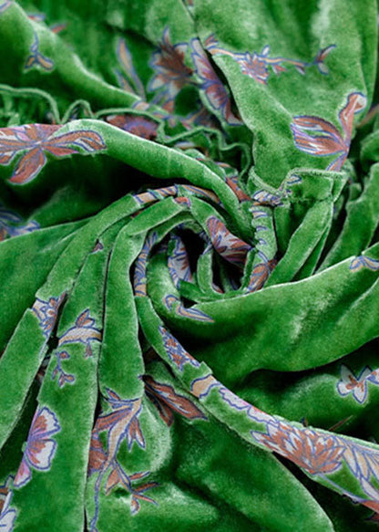 Mode Grün Rüschen Patchwork Velour Kleider Frühling