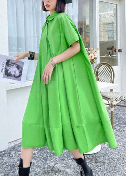 Mode Grün taste Peter Pan Kragen a linie Kleid Kurzarm