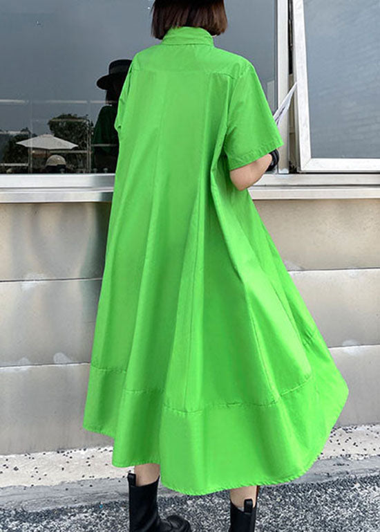 Mode Grün taste Peter Pan Kragen a linie Kleid Kurzarm