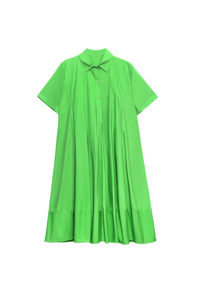 Mode Grün taste Peter Pan Kragen a linie Kleid Kurzarm