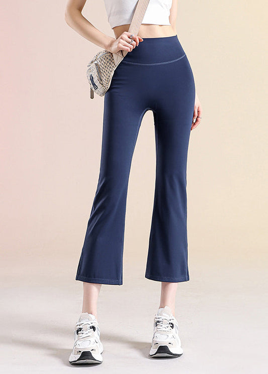 Modische graue Yoga-Crop-Hose mit hohem Bund
