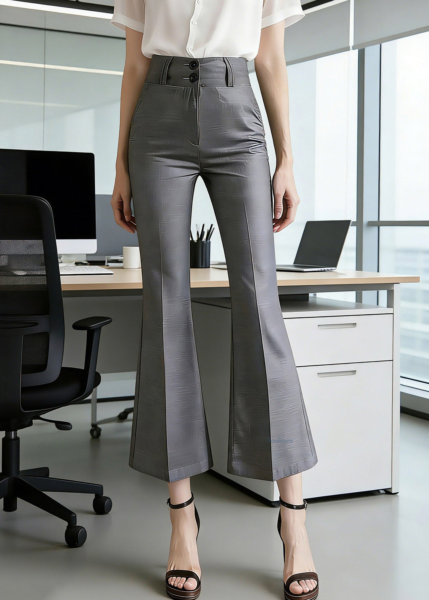 Fashion Grey Patchwork Crop Pants Summer