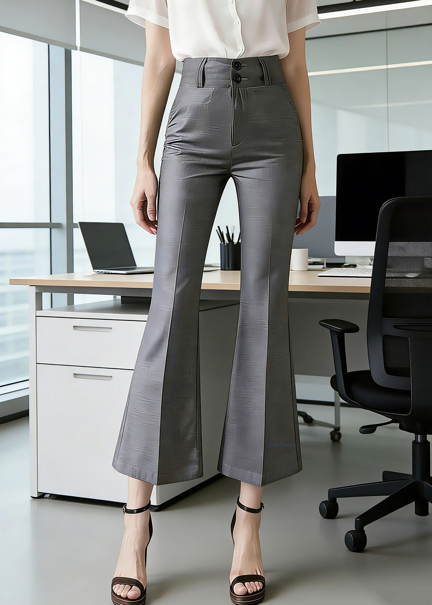 Fashion Grey Patchwork Crop Pants Summer