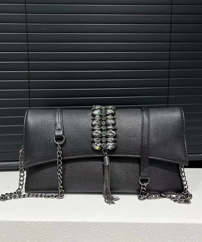 Fashion Grey Zircon Faux Leather Chain Linked Shoulder Bag