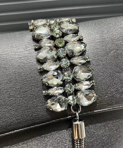 Fashion Grey Zircon Faux Leather Chain Linked Shoulder Bag