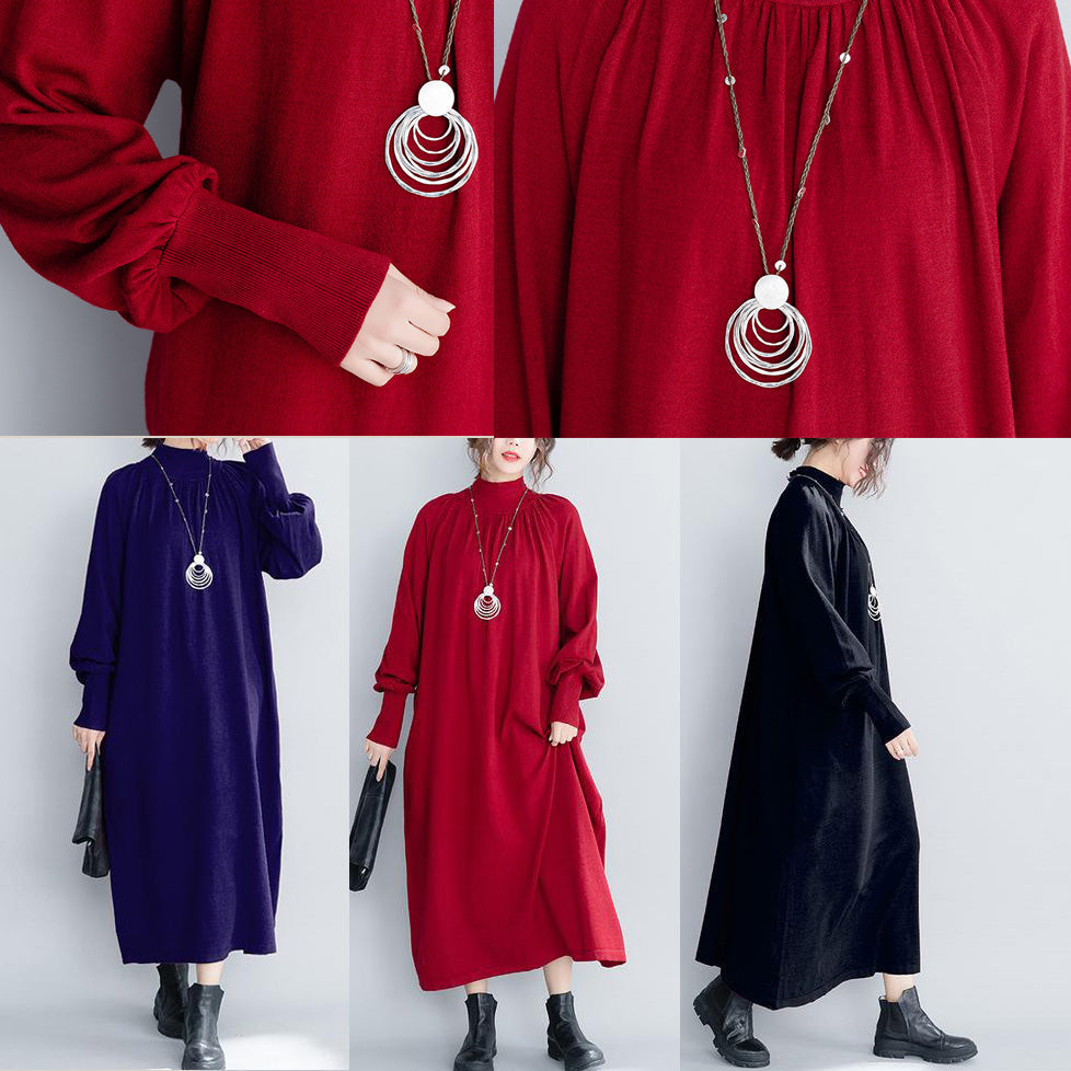 Mode High Neck Gestrickte Maxi Kleider 2018 Frauen Casual Kleidung