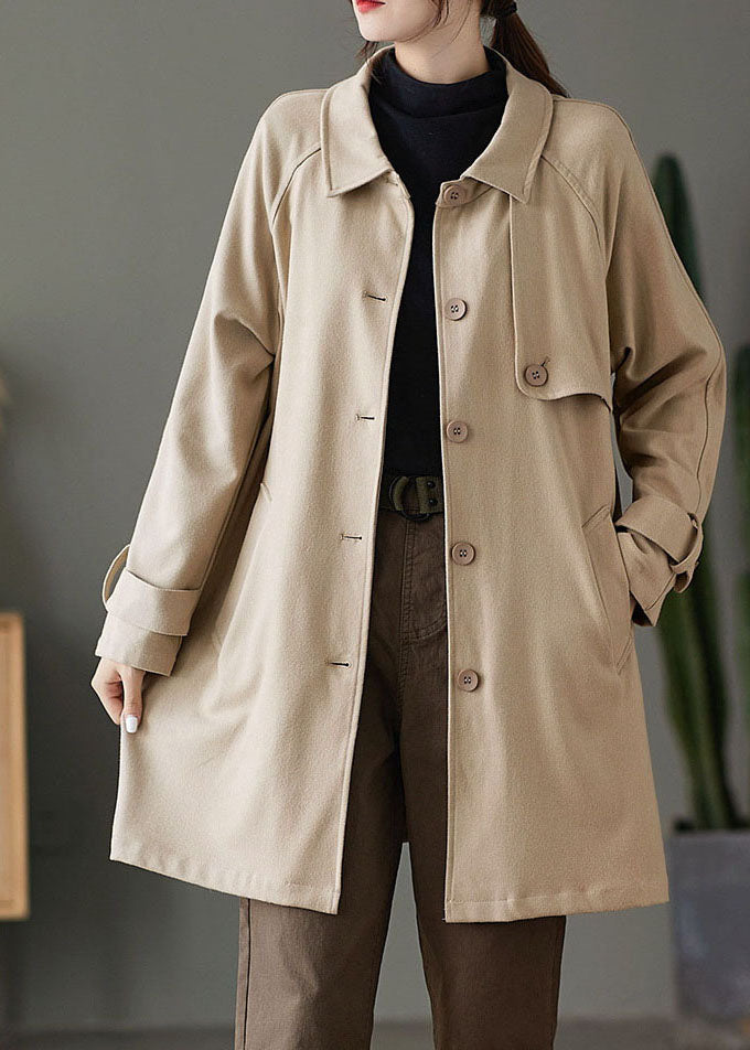 Mode Khaki taste Peter Pan Kragen Taschen trenchcoats Frühling