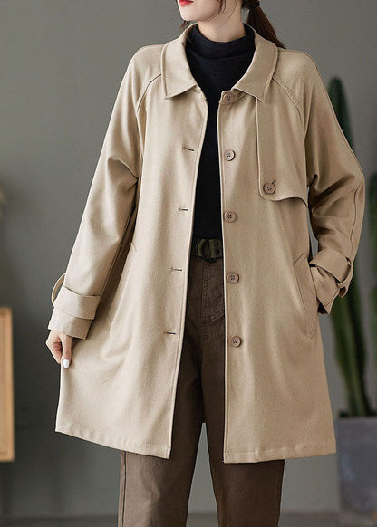 Mode Khaki taste Peter Pan Kragen Taschen trenchcoats Frühling