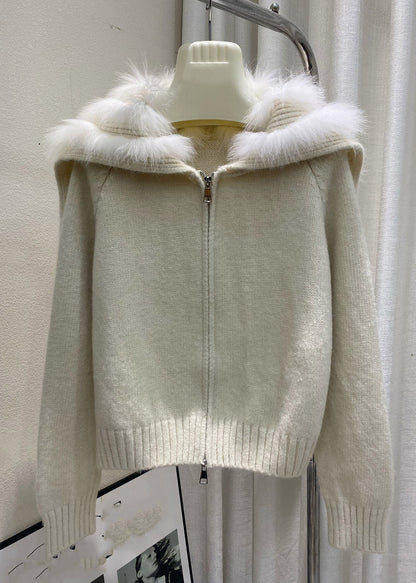 Modische hellblaue Strickjacke mit Matrosenkragen und Patchwork-Design aus Baumwolle für den Winter