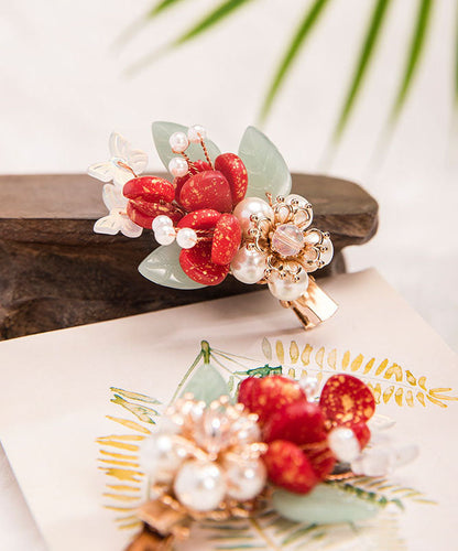 Fashion Multicolor Alloy Pearl Colored Glaze Leaf A Pair Hairpin