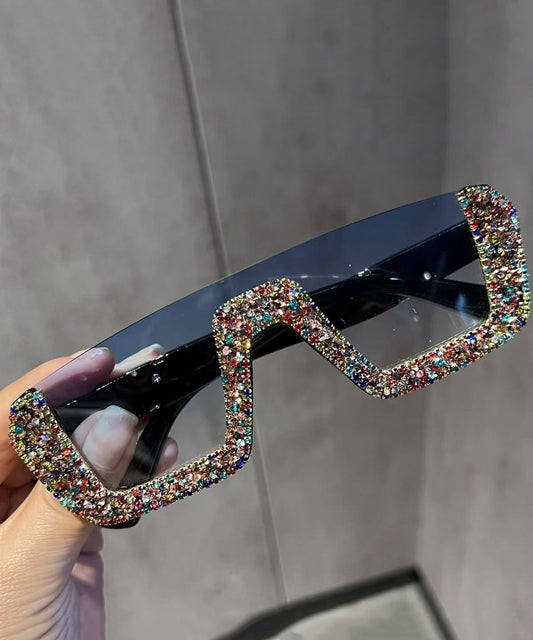 Fashion Multicolor Zircon Half Frame Sunglasses