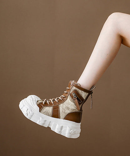 Botas de plataforma con cordones y lona azul marino de moda