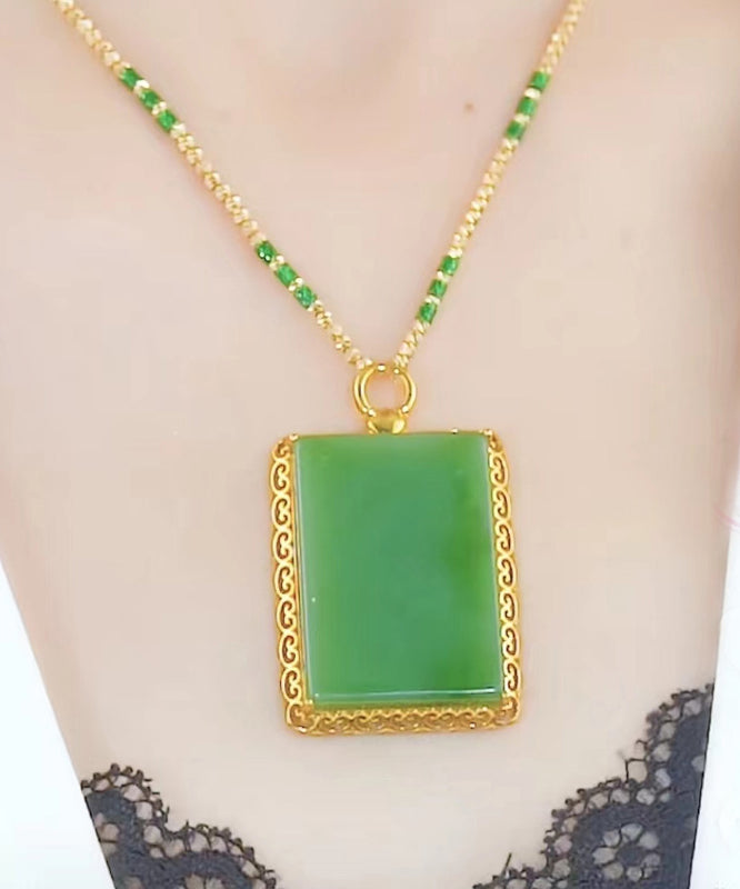 Collar con colgante de bambú y ágata de circonita dorada en plata de ley naranja