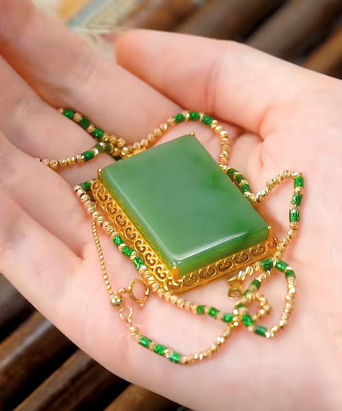 Collar con colgante de bambú y ágata de circonita dorada en plata de ley naranja