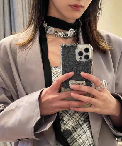 Collar de acero inoxidable con cuentas de circonita y diseño original de moda