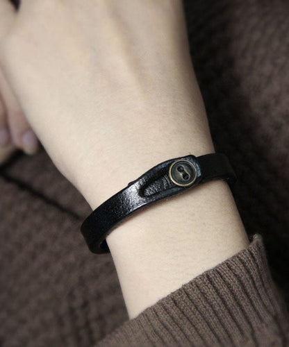 Fashion Original Handmade Black Faux Leather Unisex Bangles