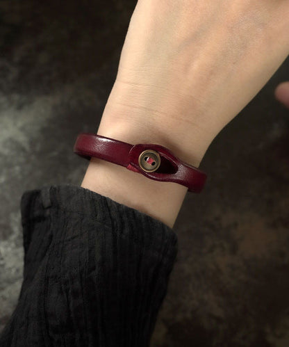 Fashion Original Handmade Black Faux Leather Unisex Bangles