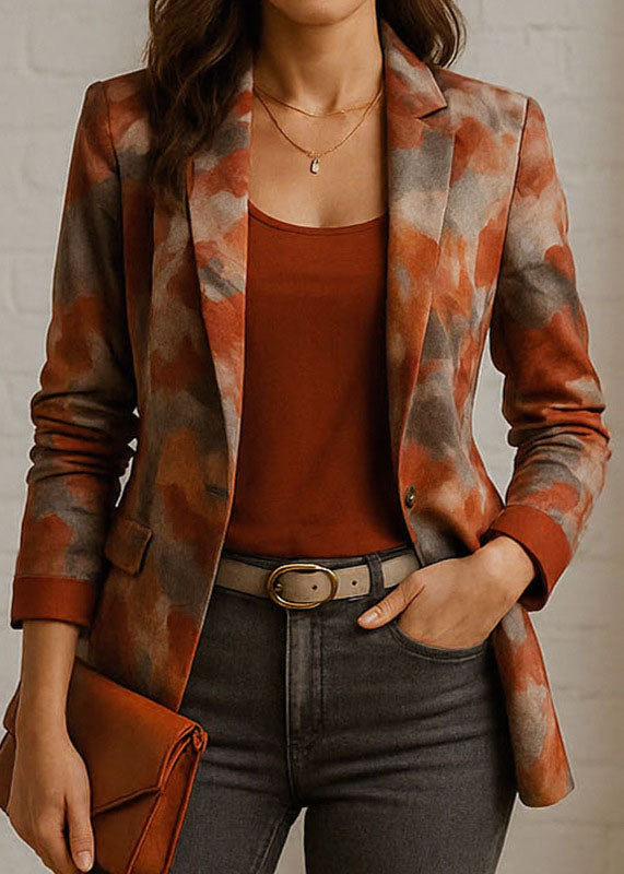Fashion Peter Pan Collar Print Blazer Jackets Coat Fall