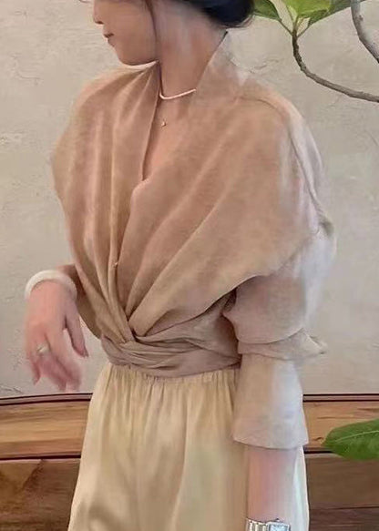 Top de gasa jacquard asimétrico rosa de moda para primavera