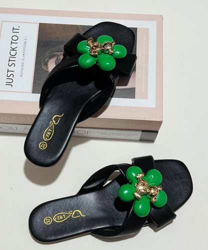 Fashion Pink Floral Splicing Slide Sandals Peep Toe
