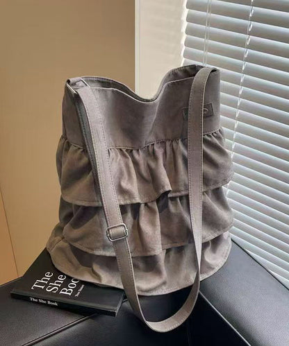 Fashion Pink Ruffled Patchwork Canvas Shoulder Bags