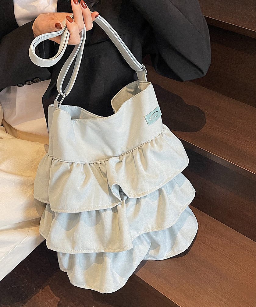 Fashion Pink Ruffled Patchwork Canvas Shoulder Bags