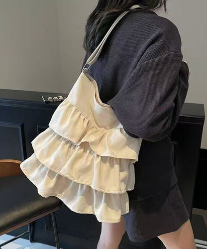 Fashion Pink Ruffled Patchwork Canvas Shoulder Bags