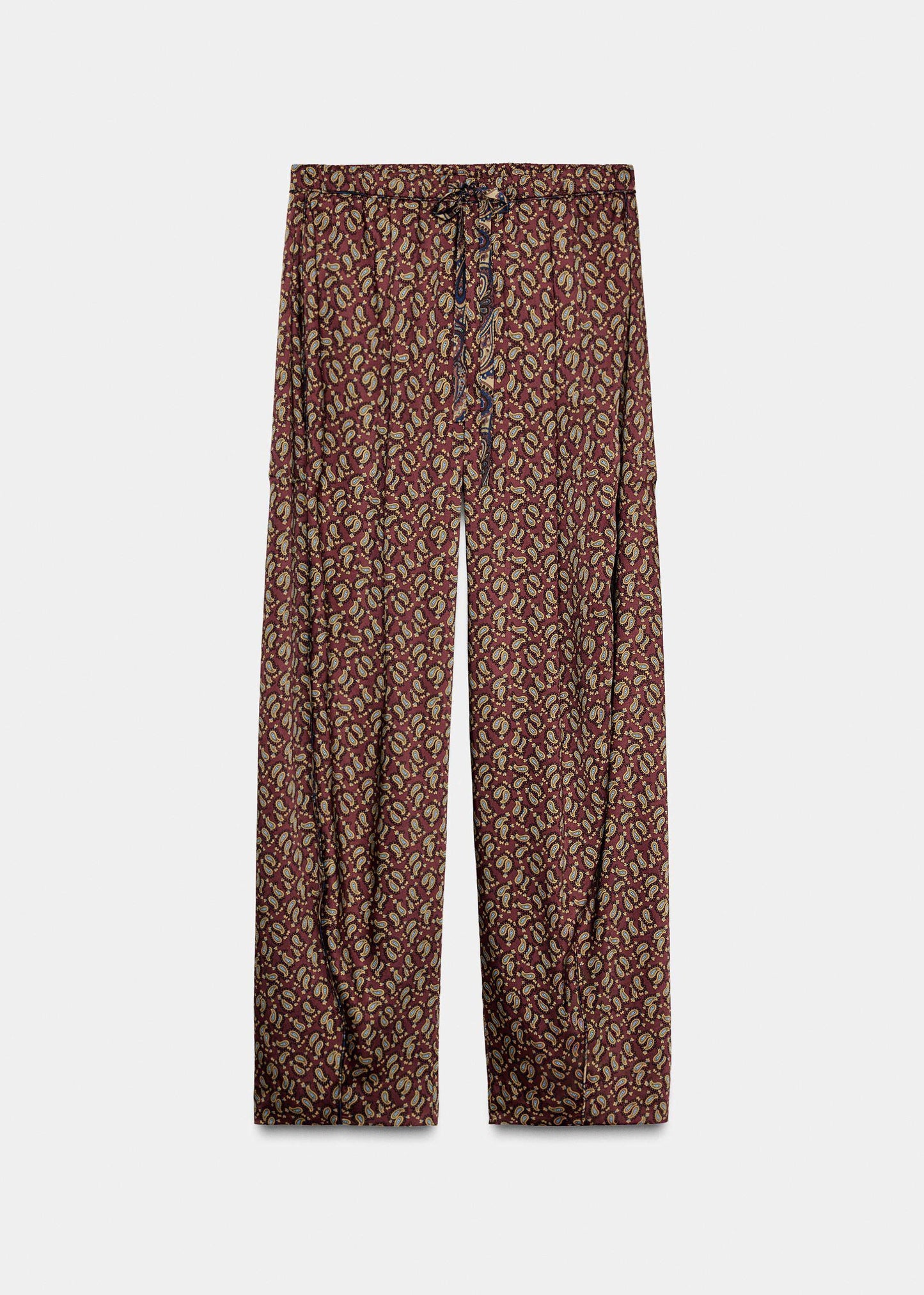 Fashion Pockets Print Tie Waist Cozy Silk Pants Summer