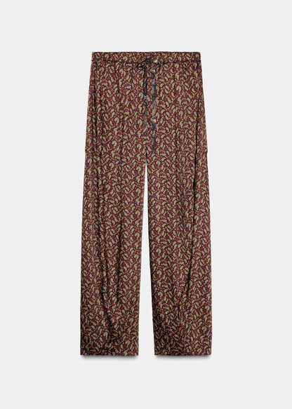 Fashion Pockets Print Tie Waist Cozy Silk Pants Summer