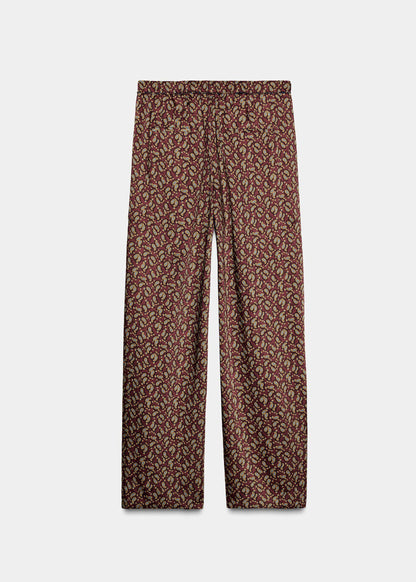 Fashion Pockets Print Tie Waist Cozy Silk Pants Summer