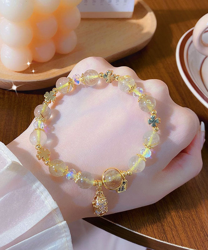 Pulsera con dije de animal salvaje mítico de cristal arcoíris de moda