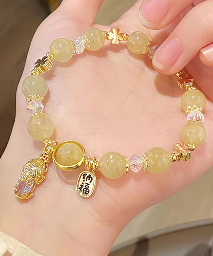 Pulsera con dije de animal salvaje mítico de cristal arcoíris de moda