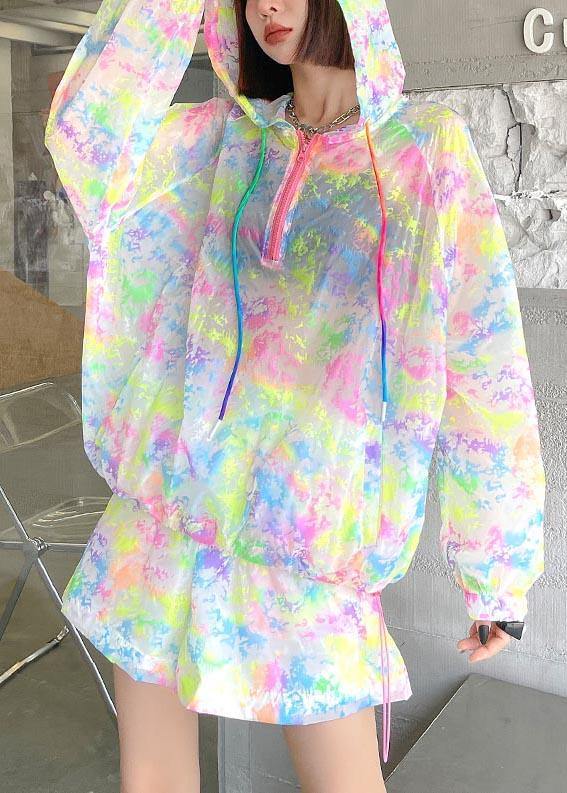 Fashion Rainbow Tie Dye UPF 50+ Coat Jacket Two Pieces Set Summer - SooLinen