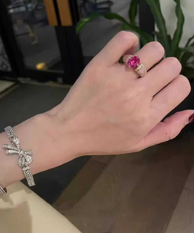 Fashion Red Alloy Zircon Hollow Out Open Rings Two-Piece Set