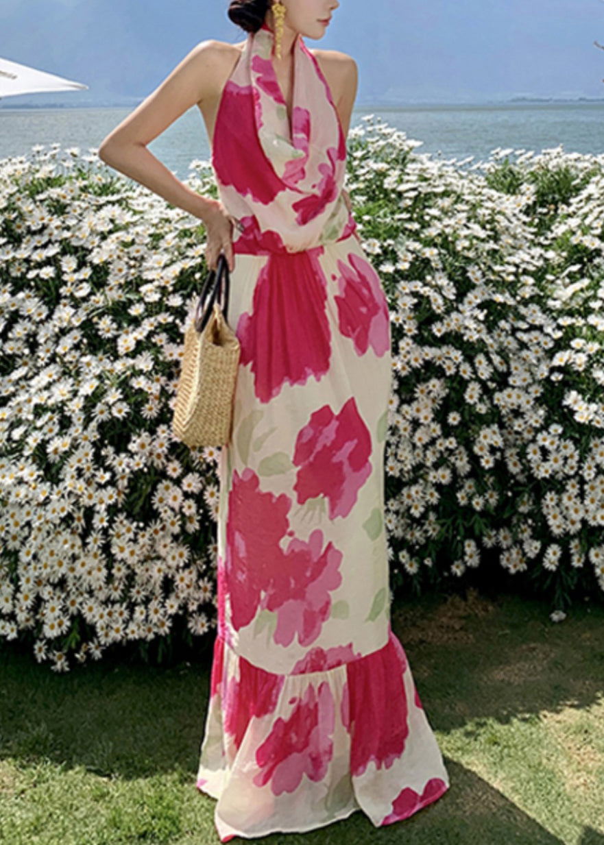 Fashion Red Bow Backless Vacation Long Dresses Summer