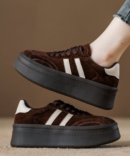 Modische rote Wildleder-Plateau-Ballerinas mit Schnürung