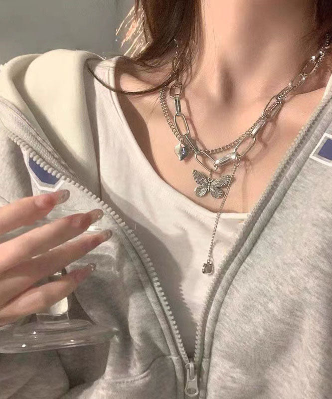 Collar con colgante de mariposa de amor de aleación de seda de moda