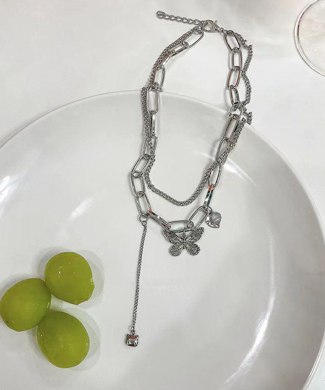 Collar con colgante de mariposa de amor de aleación de seda de moda