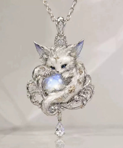 Fashion Silk Alloy Zircon Nine-Tailed Fox Pendant Necklace